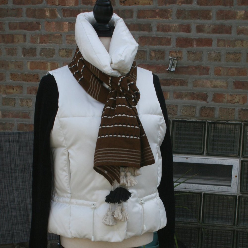 CREAM PUFFER VEST CINCH AT WAIST BY I.N.C. M
